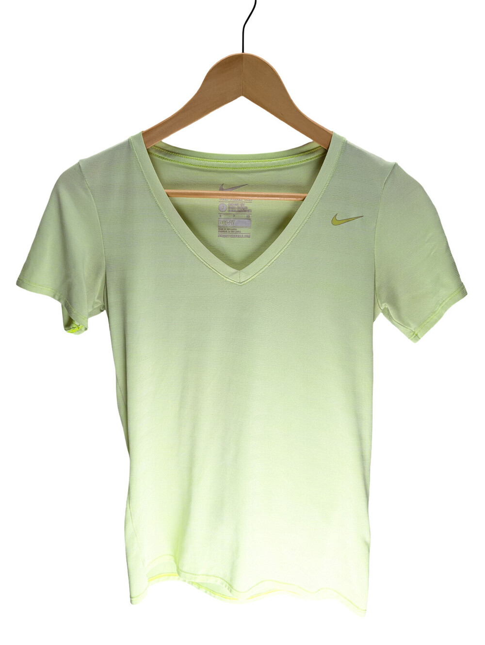 Nike Dri-FIT V-Neck Athletic Tee Small Neon Lime Green
